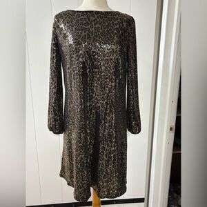 NWT Nicole Miller Elegant Black and Gold Sequin Dress